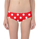 Polka Dots - White on Red Classic Bikini Bottoms