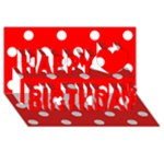 Polka Dots - White on Red Happy Birthday 3D Greeting Card (8x4)