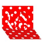 Polka Dots - White on Red LOVE 3D Greeting Card (7x5)