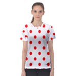 Polka Dots - Red on White Women s Sport Mesh Tee