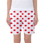 Polka Dots - Red on White Women s Basketball Shorts