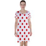 Polka Dots - Red on White Short Sleeve Nightdress