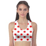 Polka Dots - Red on White Women s Sports Bra