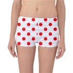 Polka Dots - Red on White Boyleg Bikini Bottoms