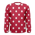 Polka Dots - White on Cardinal Red Men s Long Sleeve T-shirt