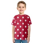 Polka Dots - White on Cardinal Red Kid s Sport Mesh Tee