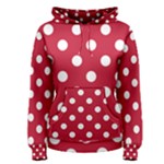 Polka Dots - White on Cardinal Red Women s Pullover Hoodie