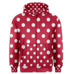 Polka Dots - White on Cardinal Red Men s Zipper Hoodie