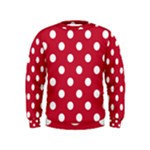 Polka Dots - White on Cardinal Red Kid s Sweatshirt