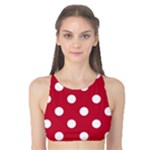 Polka Dots - White on Cardinal Red Tank Bikini Top