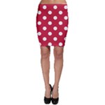 Polka Dots - White on Cardinal Red Bodycon Skirt