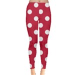 Polka Dots - White on Cardinal Red Women s Leggings