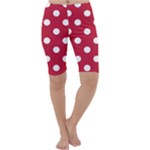 Polka Dots - White on Cardinal Red Cropped Leggings