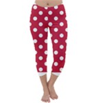 Polka Dots - White on Cardinal Red Capri Winter Leggings