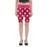 Polka Dots - White on Cardinal Red Yoga Cropped Leggings