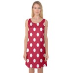 Polka Dots - White on Cardinal Red Sleeveless Satin Nightdress