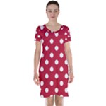 Polka Dots - White on Cardinal Red Short Sleeve Nightdress