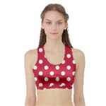 Polka Dots - White on Cardinal Red Women s Sports Bra with Border