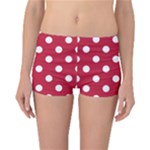 Polka Dots - White on Cardinal Red Reversible Boyleg Bikini Bottoms