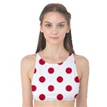 Polka Dots - Cardinal Red on White Tank Bikini Top