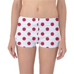 Polka Dots - Cardinal Red on White Reversible Boyleg Bikini Bottoms