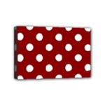 Polka Dots - White on Dark Red Mini Canvas 6  x 4  (Stretched)