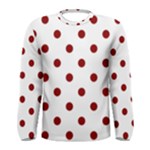 Polka Dots - Dark Red on White Men s Long Sleeve T-shirt