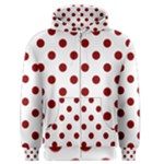 Polka Dots - Dark Red on White Men s Zipper Hoodie