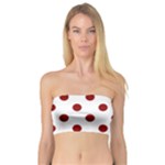 Polka Dots - Dark Red on White Bandeau Top