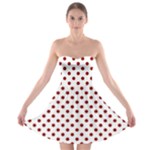 Polka Dots - Dark Red on White Strapless Bra Top Dress