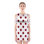 Polka Dots - Dark Red on White Women s Cutout Shoulder Dress