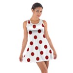 Polka Dots - Dark Red on White Cotton Racerback Dress