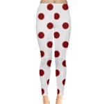 Polka Dots - Dark Red on White Women s Leggings