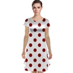 Polka Dots - Dark Red on White Cap Sleeve Nightdress