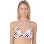 Polka Dots - Dark Red on White Reversible Tri Bikini Top