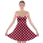 Polka Dots - White on Burgundy Red Strapless Bra Top Dress