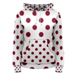 Polka Dots - Burgundy Red on White Women s Pullover Hoodie