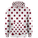 Polka Dots - Burgundy Red on White Men s Zipper Hoodie