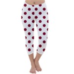 Polka Dots - Burgundy Red on White Capri Winter Leggings