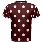 Polka Dots - White on Bulgarian Rose Red Men s Cotton Tee