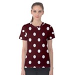 Polka Dots - White on Bulgarian Rose Red Women s Cotton Tee