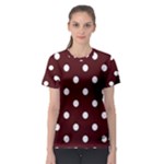 Polka Dots - White on Bulgarian Rose Red Women s Sport Mesh Tee