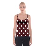 Polka Dots - White on Bulgarian Rose Red Spaghetti Strap Top