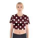 Polka Dots - White on Bulgarian Rose Red Cotton Crop Top