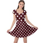 Polka Dots - White on Bulgarian Rose Red Cap Sleeve Dress