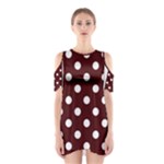 Polka Dots - White on Bulgarian Rose Red Women s Cutout Shoulder Dress