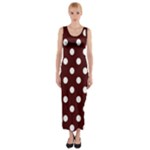 Polka Dots - White on Bulgarian Rose Red Fitted Maxi Dress