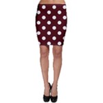 Polka Dots - White on Bulgarian Rose Red Bodycon Skirt