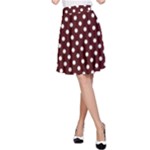 Polka Dots - White on Bulgarian Rose Red A-Line Skirt