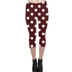 Polka Dots - White on Bulgarian Rose Red Capri Leggings